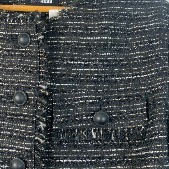 Express Black Tweed Cropped Blazer- NWT - Picture 6 of 16